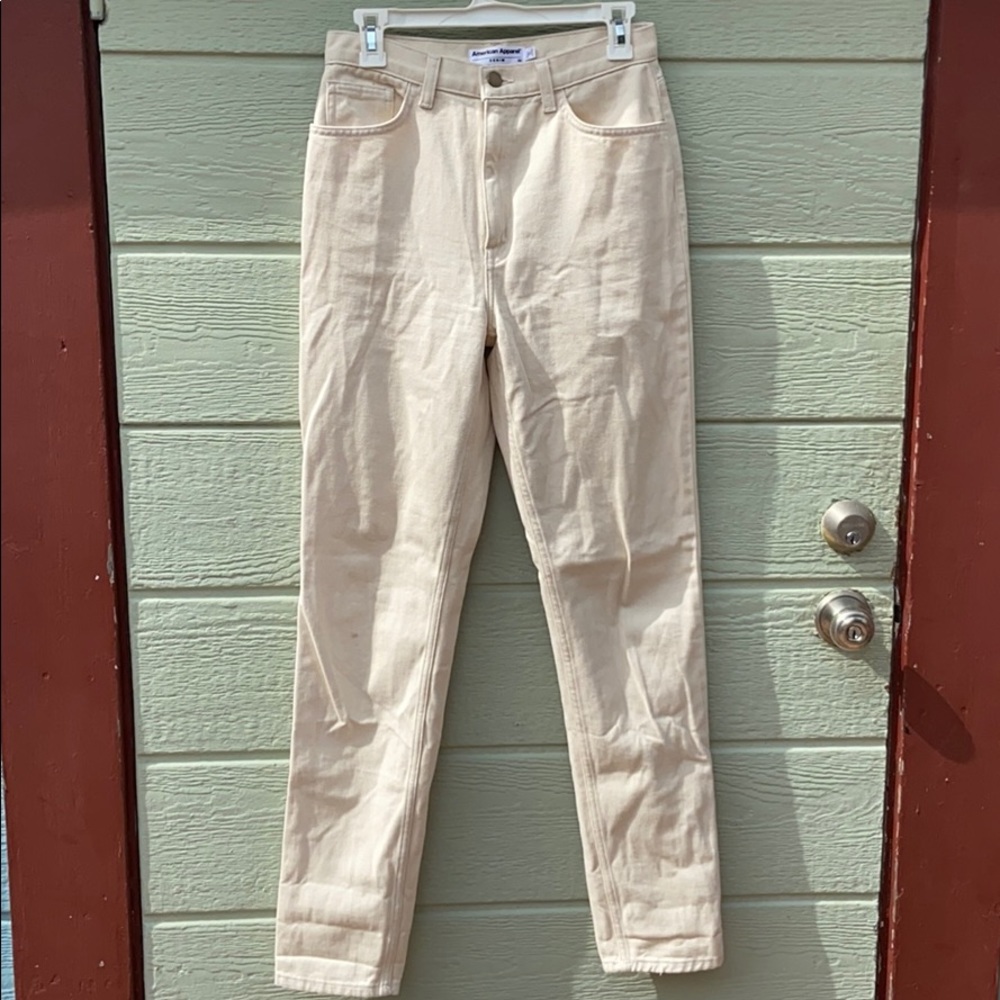 American Apparel White High-Rise Jeans